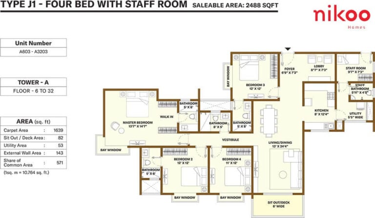 4 BHK Staff - 2488 - Nikoo Homes 4
