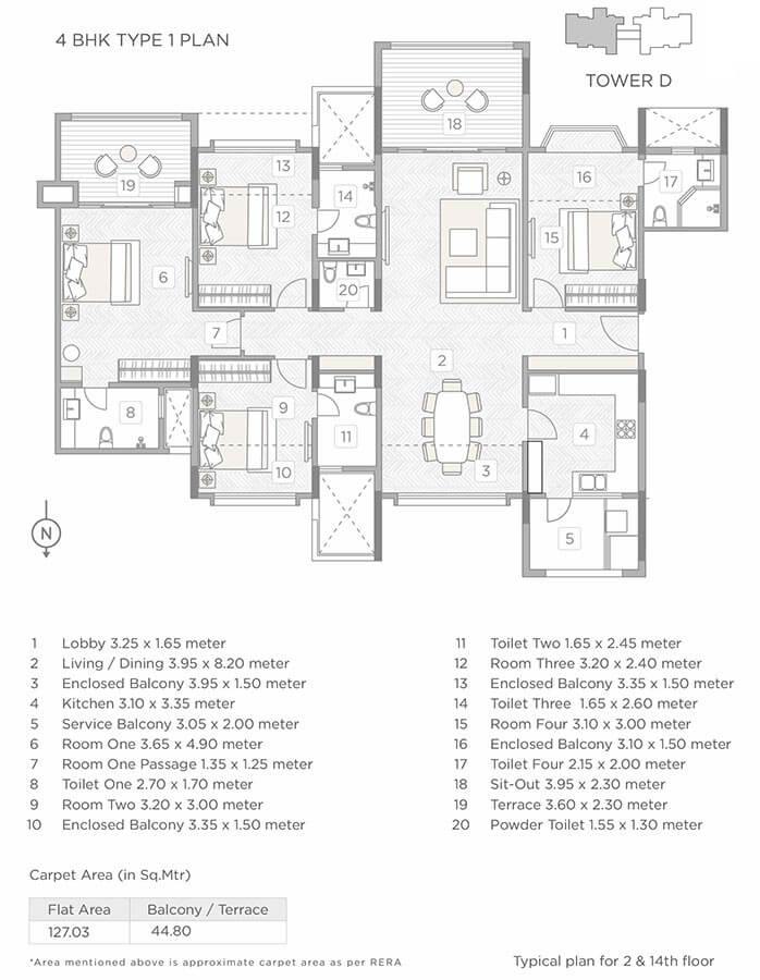 4 BHK Type 1 - Kasturi Epitome Tower D