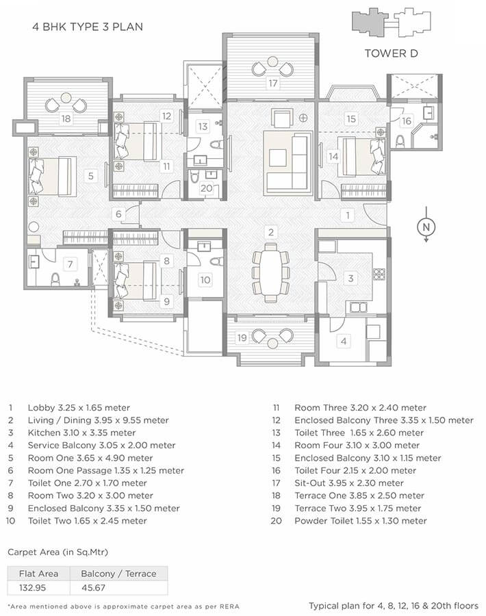 4 BHK Type 3 - Kasturi Epitome Tower D