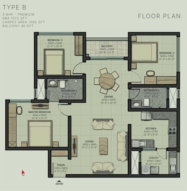1572 3 BHK Premium - Sobha Arbor