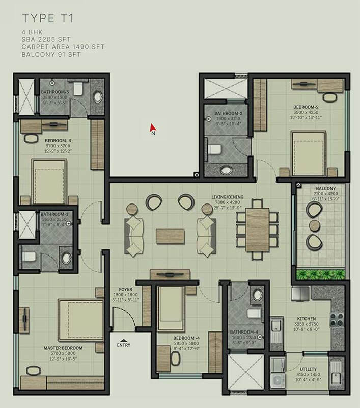 2205 4 BHK - Sobha Arbor