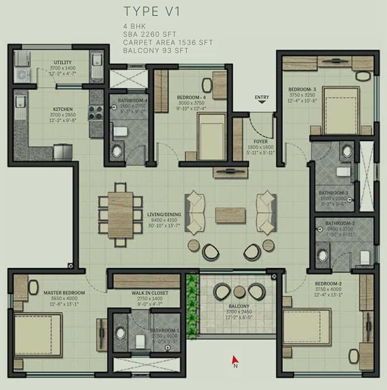 2260 4 BHK - Sobha Arbor
