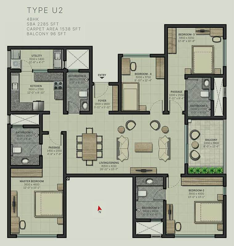 2285 4 BHK - Sobha Arbor
