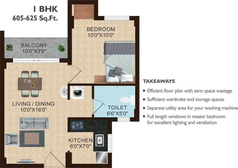 1 BHK - 605 To 625 - Shriram Joy At Temple Bells