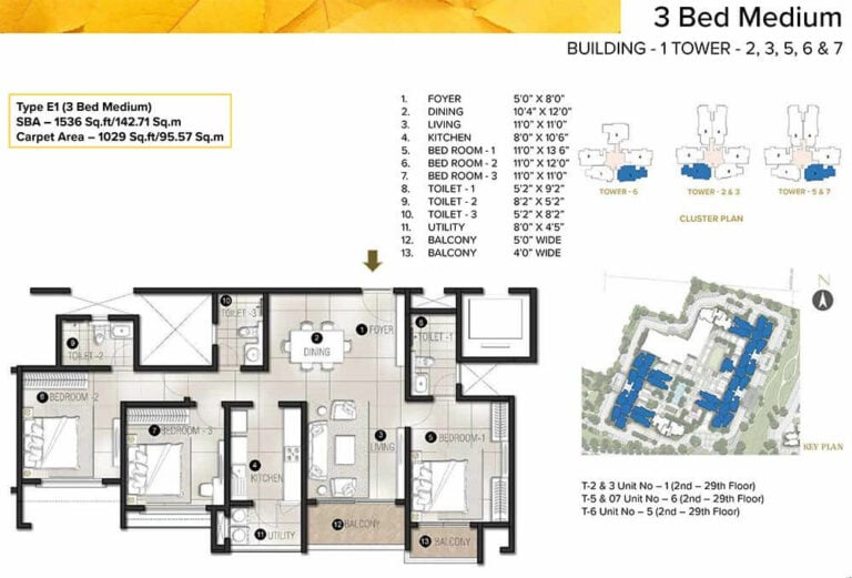 1536 - 3 BHK 3T - Prestige Avalon Park At Prestige City