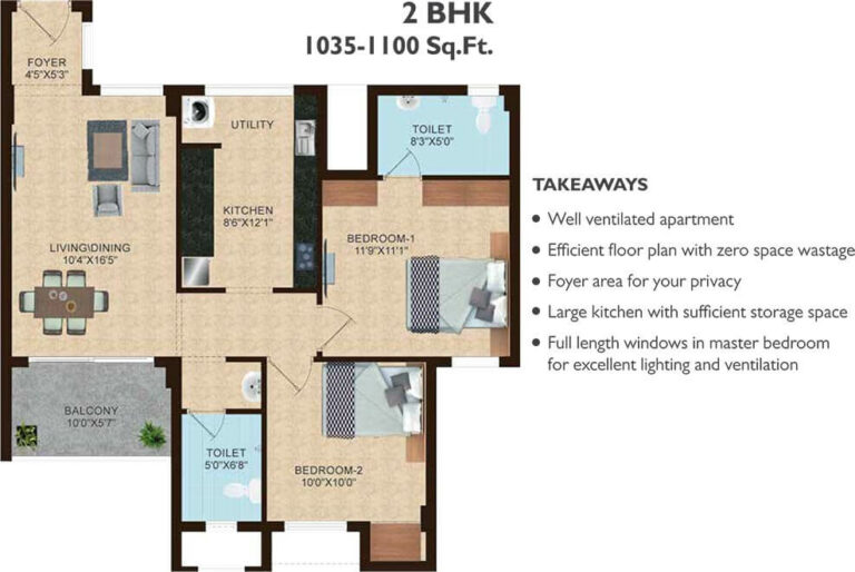 2 BHK - 1035 To 1100 - Shriram Joy At Temple Bells