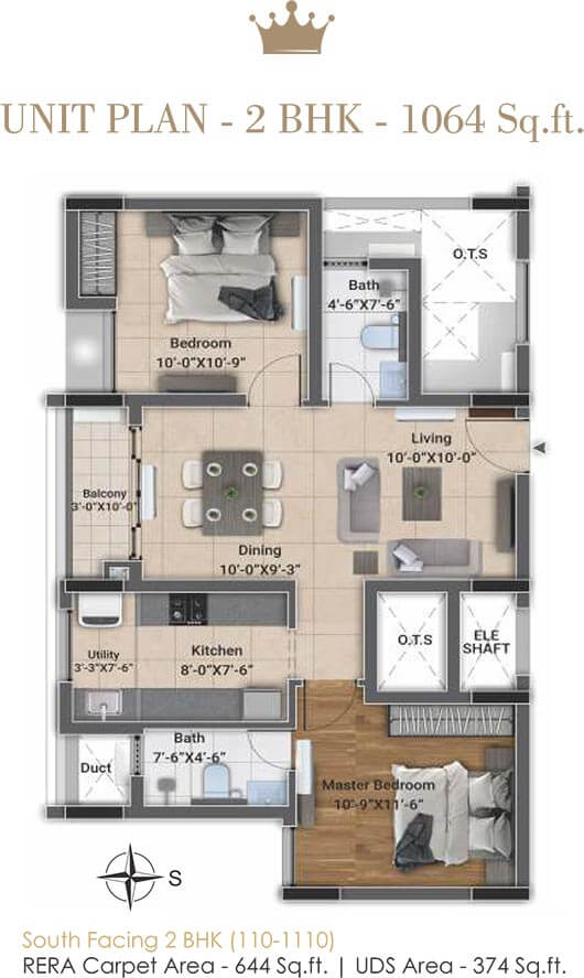 2 BHK - 1064 - DRA D'Elite Chennai
