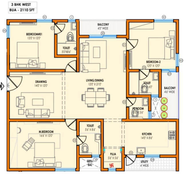 2110 - 3 BHK - Vasavi Atlantis Hyderabad