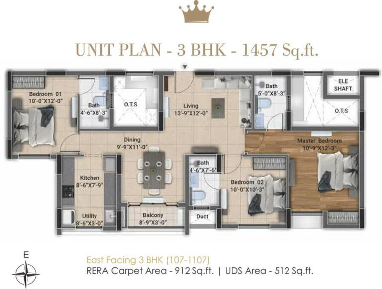 3 BHK - 1457 - DRA D'Elite Chennai
