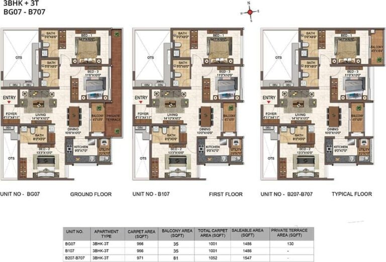3 BHK - 1486 To 1547 - Casagrand Orlena