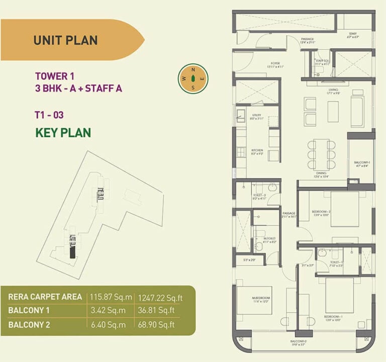 3 BHK Staff A - 1247 - Birla Tisya Rajajinagar