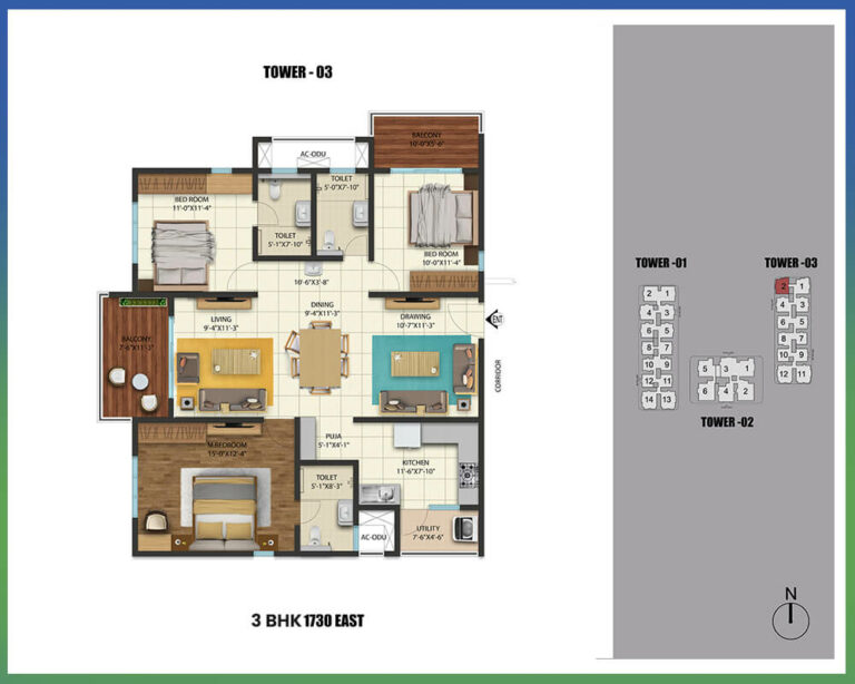 1730 3BHK - Cybercity Westbrook