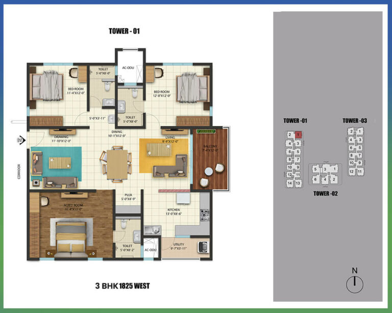1825 3BHK - Cybercity Westbrook