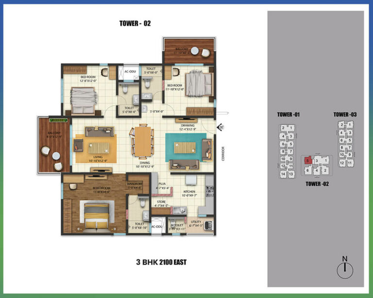 2100 3BHK Premium - Cybercity Westbrook