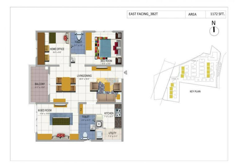 3 BHK 2T Urbanrise The Happening Heights