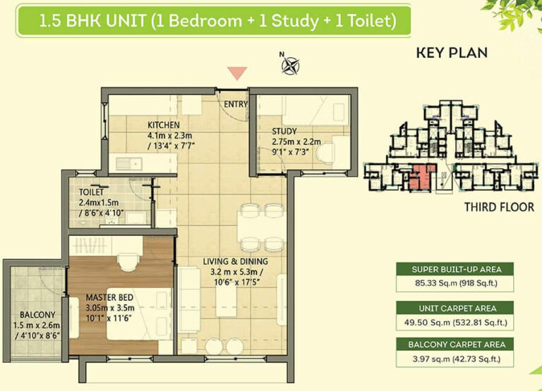 918 1.5BHK - Goldspire At Brigade Orchards