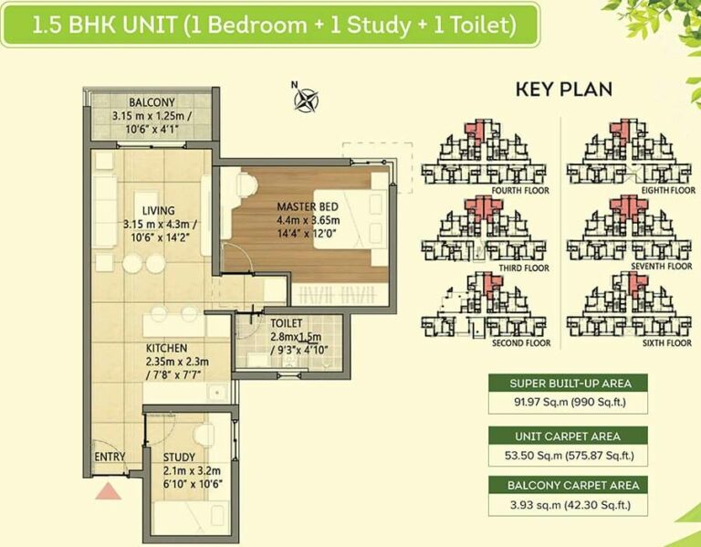 990 1.5BHK - Goldspire At Brigade Orchards