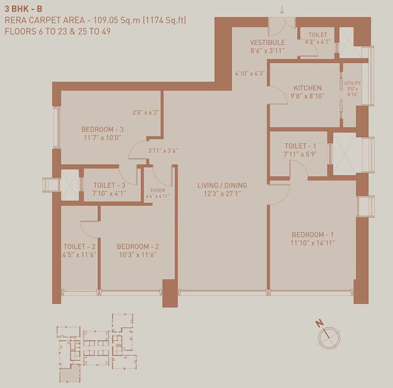 1174 3BHK B - Birla Niyaara Worli