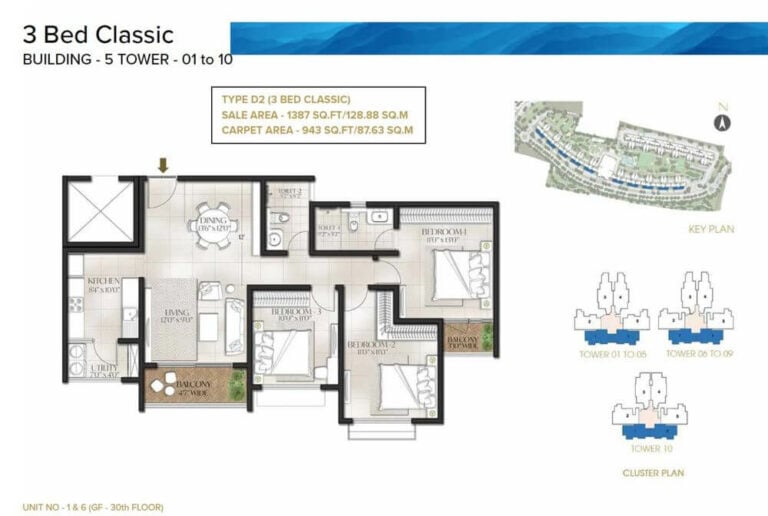 1387 3BHK Classic - Luxury Meridian Park Prestige City