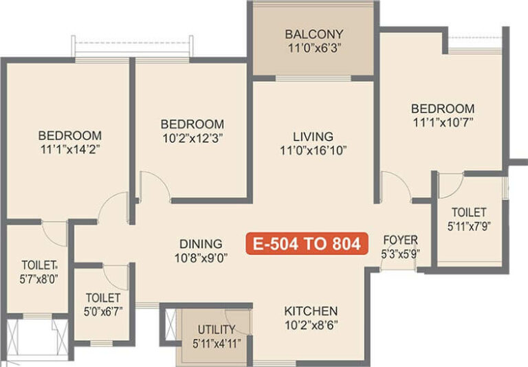1562 3BHK Rohan Upavan Tower E