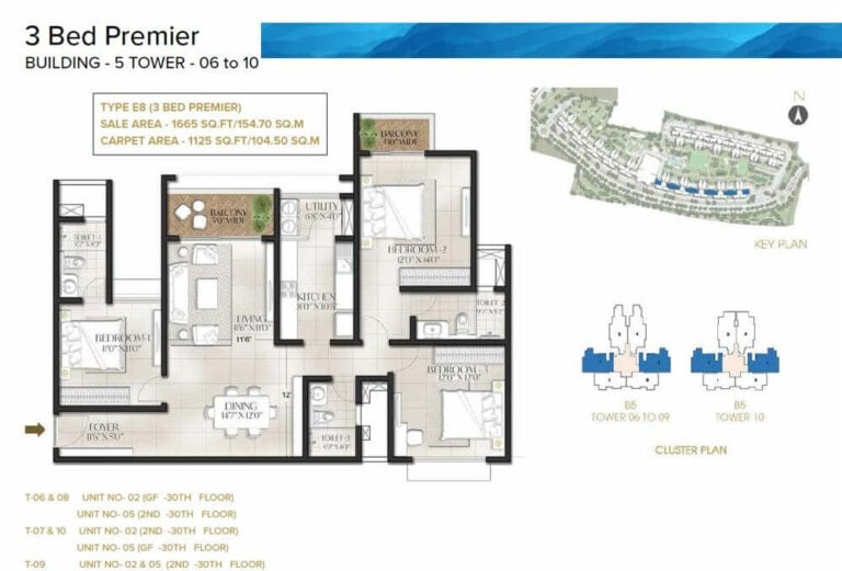 1665 3BHK Premier - Luxury Meridian Park Prestige City