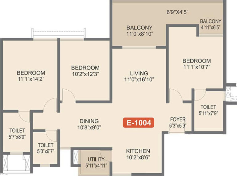 1697 3BHK Rohan Upavan Tower E