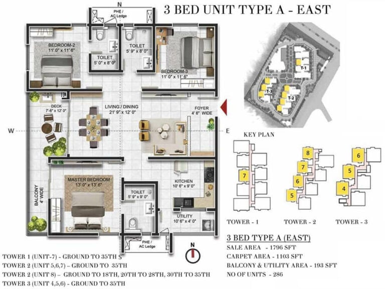 1796 3BHK - Prestige Beverly Hills