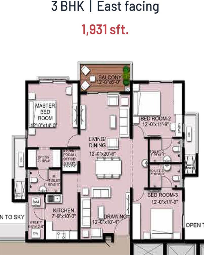 1931 3BHK - INDIS VIVA City Kondapur
