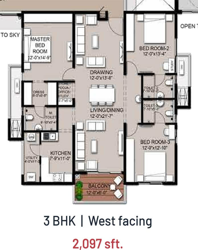 2097 3BHK - INDIS VIVA City Kondapur
