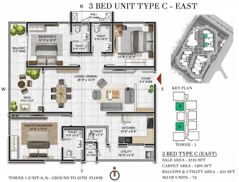 2124 3BHK - Prestige Beverly Hills