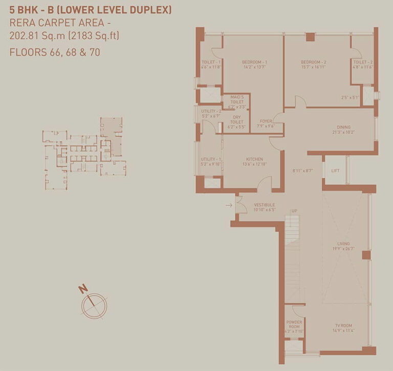 2183 5BHK Duplex Lower B - Birla Niyaara Worli