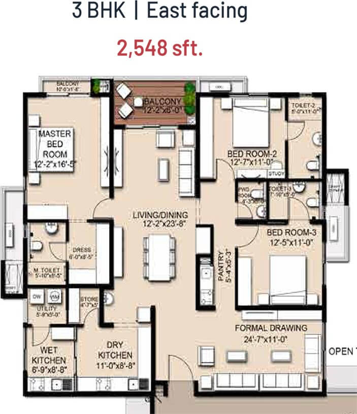 2548 3BHK - INDIS VIVA City Kondapur