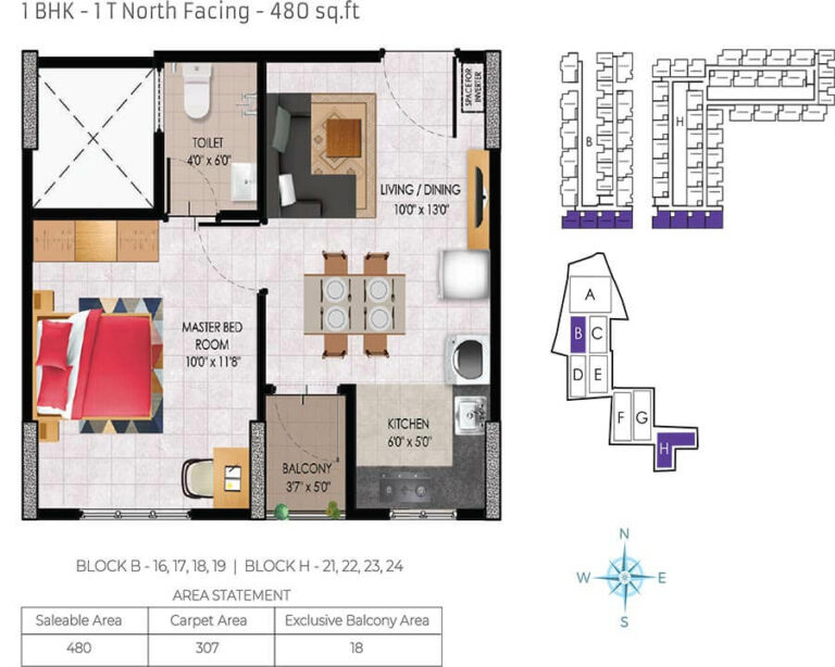 480 1BHK T1 - Urbanrise Jubilee Residences