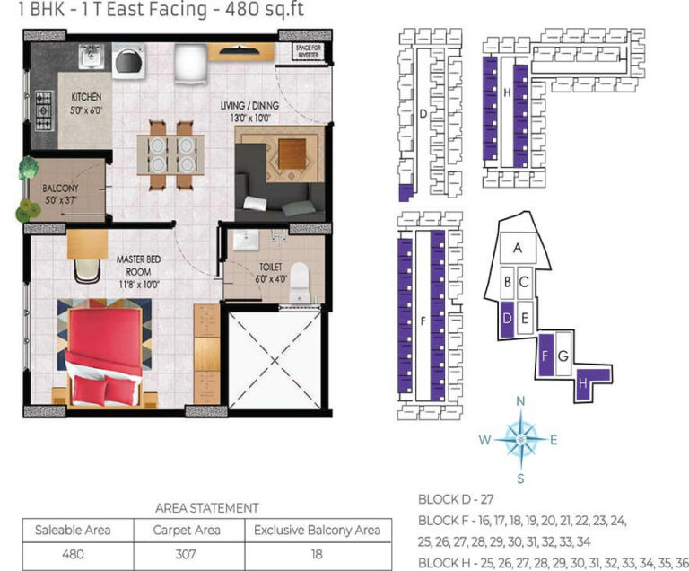 480 1BHK T2 - Urbanrise Jubilee Residences