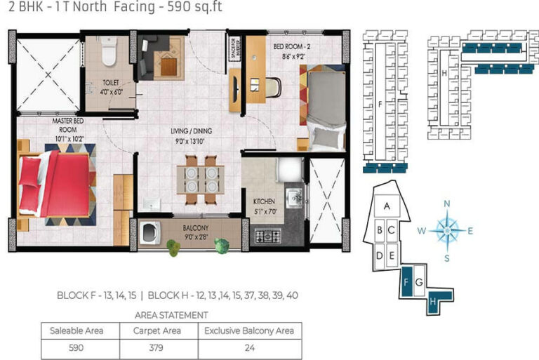 590 2BHK T1 - Urbanrise Jubilee Residences