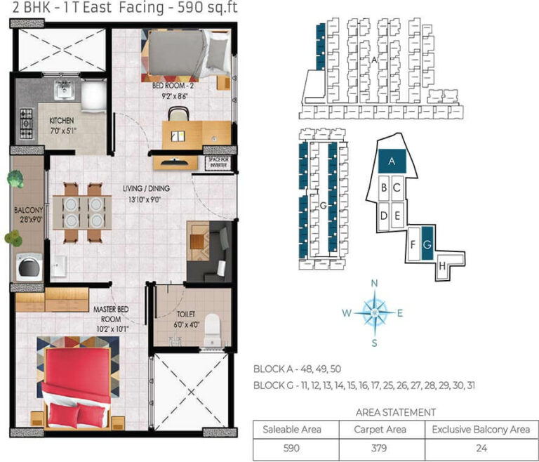 590 2BHK T2 - Urbanrise Jubilee Residences