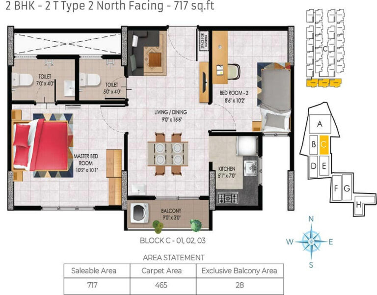717 2BHK - Urbanrise Jubilee Residences