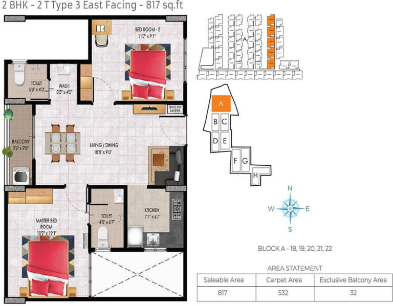 817 2BHK T3 - Urbanrise Jubilee Residences