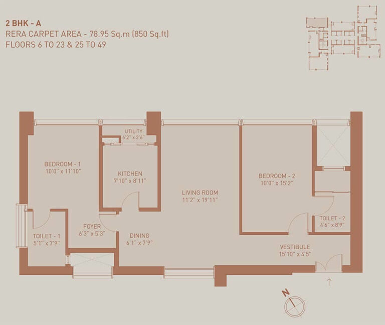 850 2BHK A - Birla Niyaara Worli