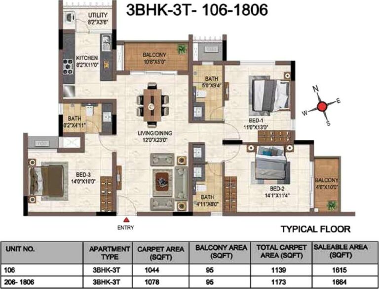 1684 3BHK+3T - Casagrand Galileo