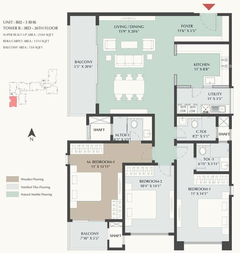 2104 3BHK - DNR Highline