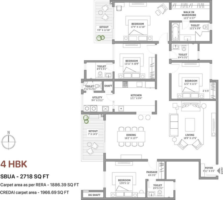 2718 4BHK - Assetz Downtown Neighbourhood