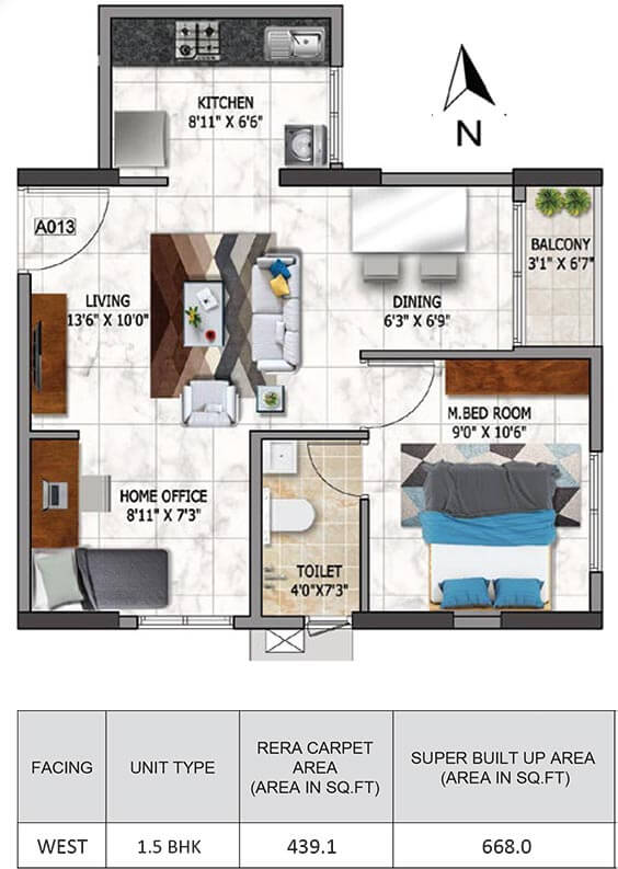 668 1.5BHK - Nambiar Millenia