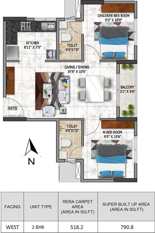 790 2BHK - Nambiar Millenia