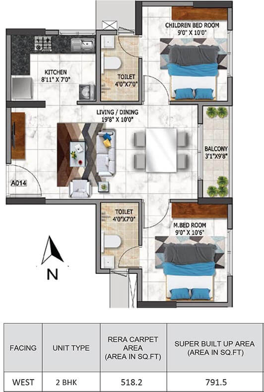 791 2BHK - Nambiar Millenia