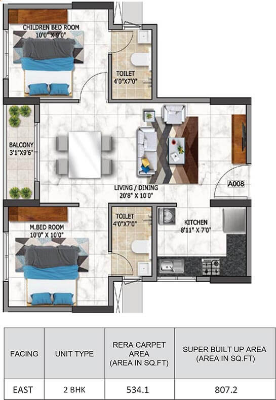 807 2BHK - Nambiar Millenia