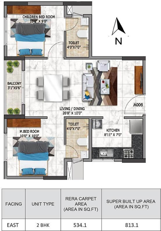 813 2BHK - Nambiar Millenia