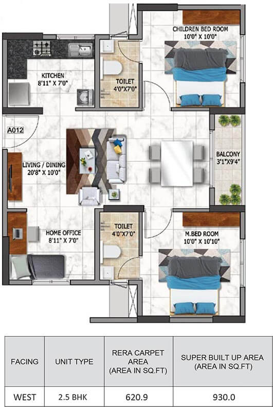 930 2.5BHK - Nambiar Millenia