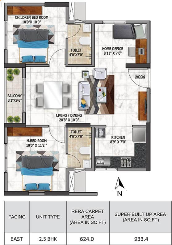 933 2.5BHK - Nambiar Millenia