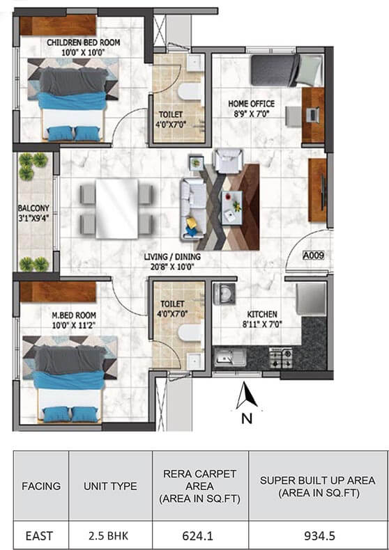 934 2.5BHK - Nambiar Millenia